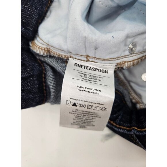 New One Teaspoon Raw Indigo Bandit Jeans Girls 9-10 Organic Relaxed - Picture 6 of 7